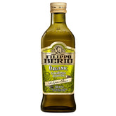A 250ml bottle of Filippo Berio Organic Extra Virgin Olive Oil with a green and gold label.